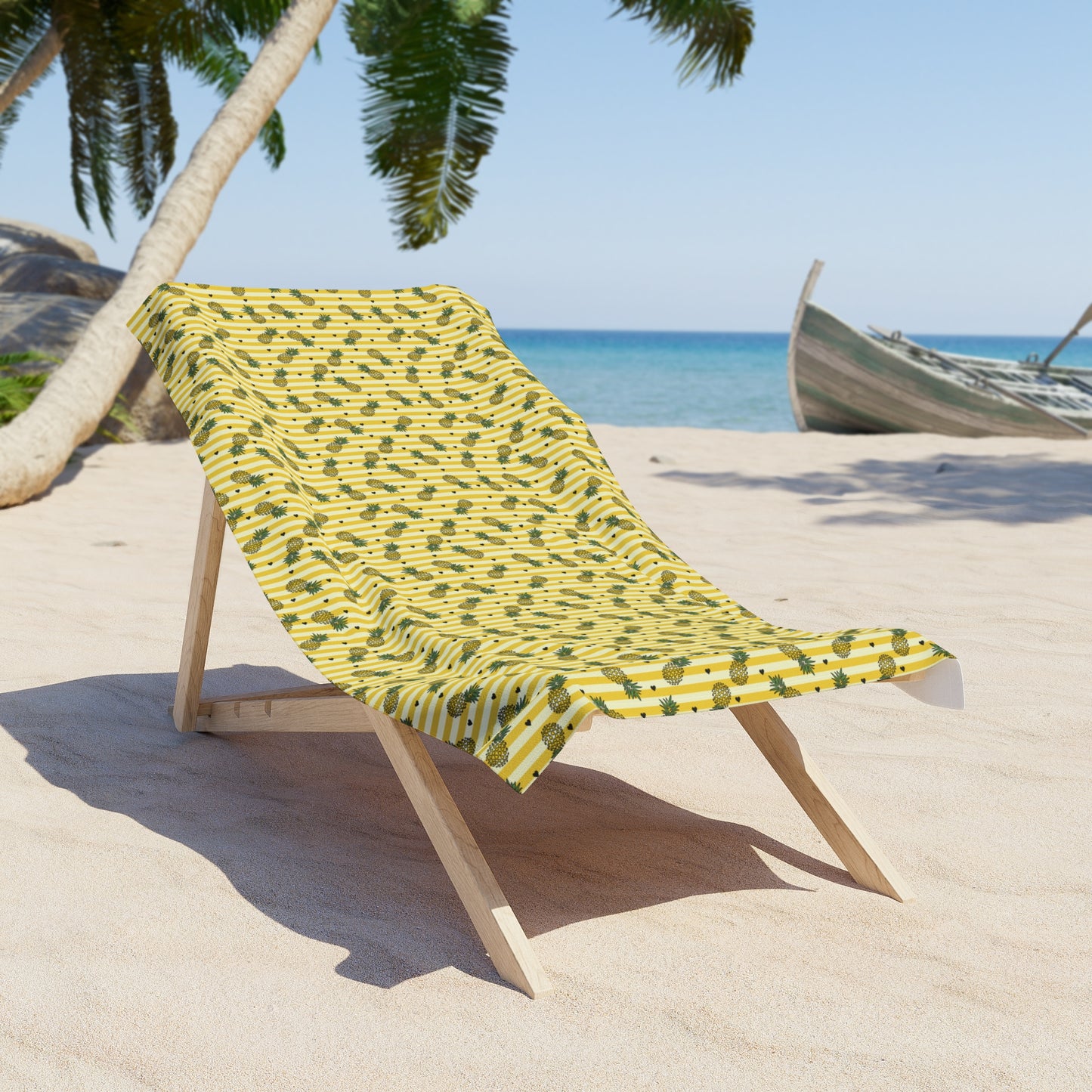Serviette de plage Ananas Coeur jaune