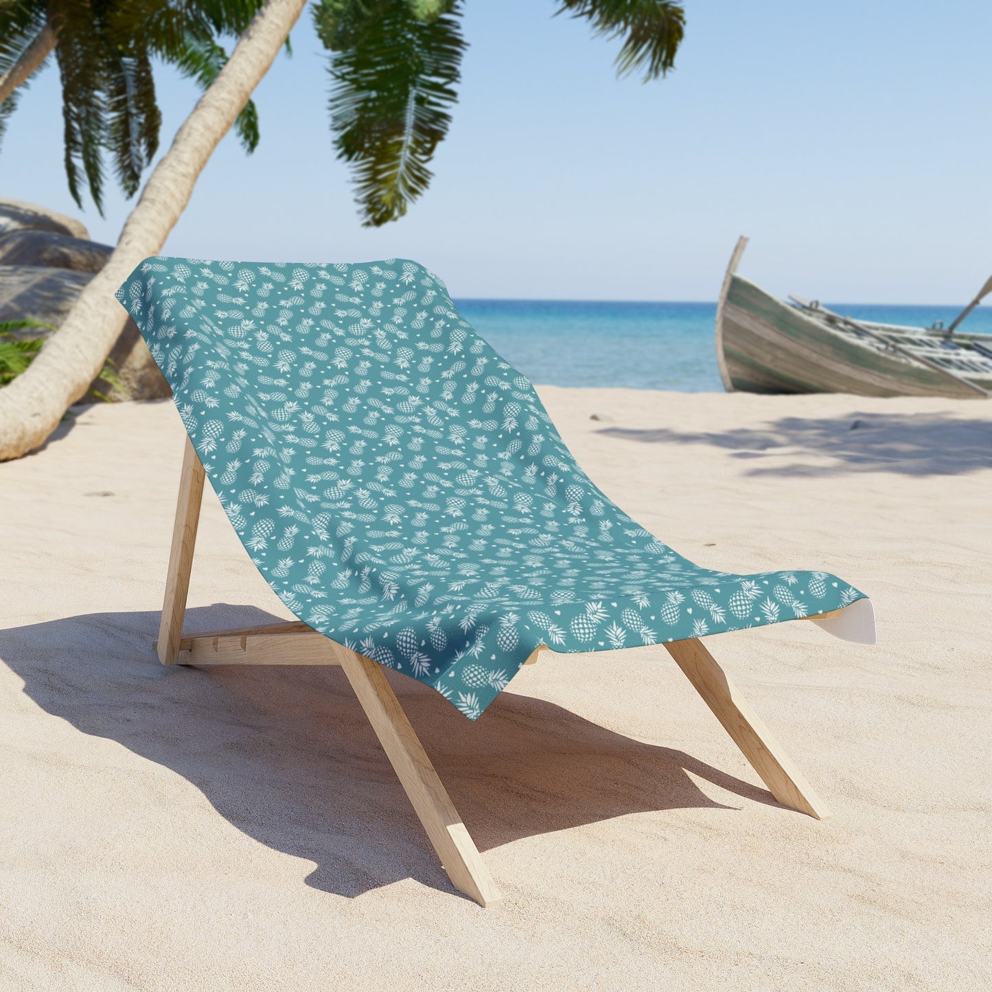 Serviette de plage Ananas Coeur turquoise