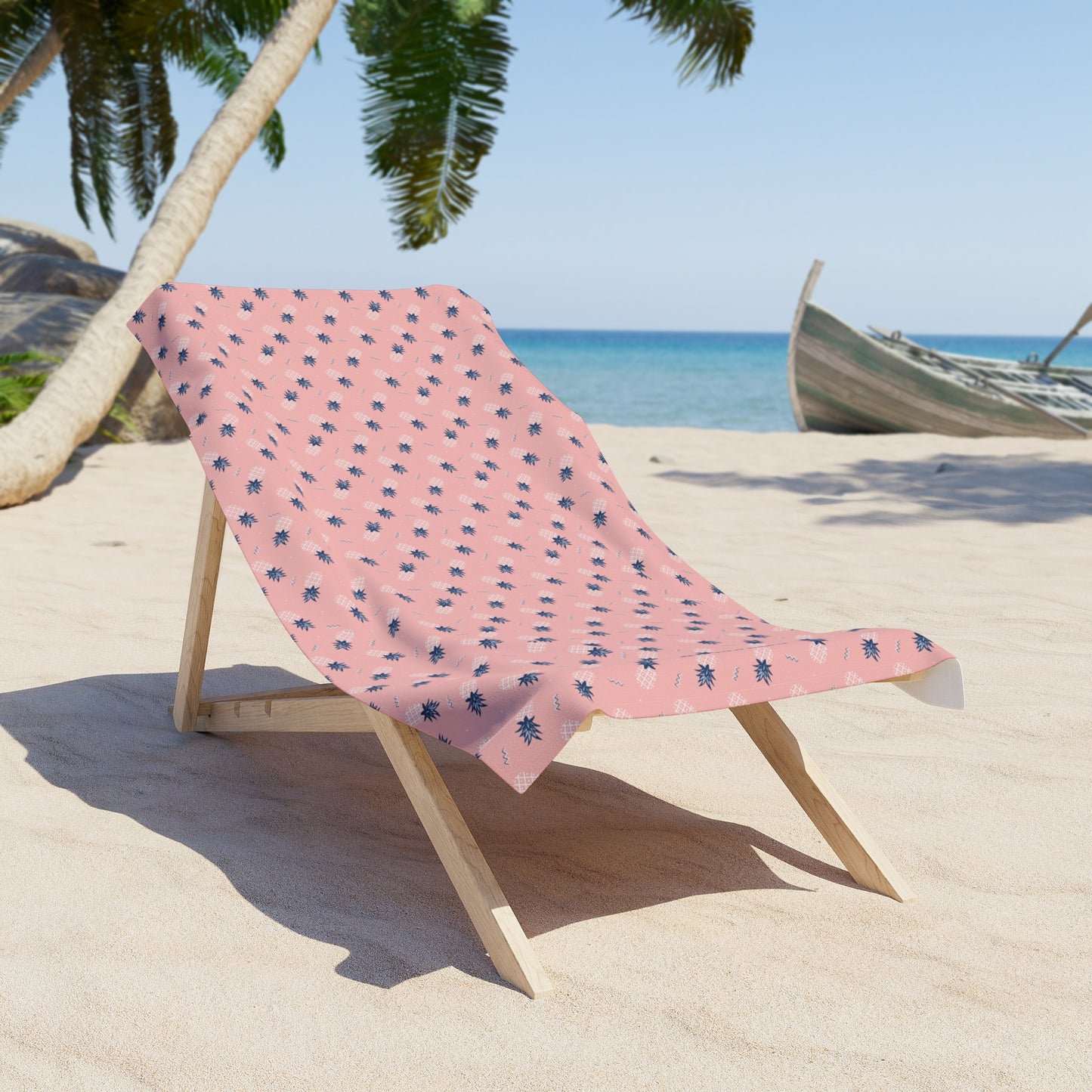 Serviette de plage Ananas Tic-tac-toe rose