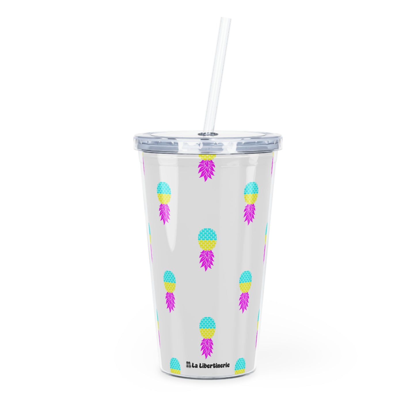 Gobelet avec paille Ananas Pansexuel.le blanc
