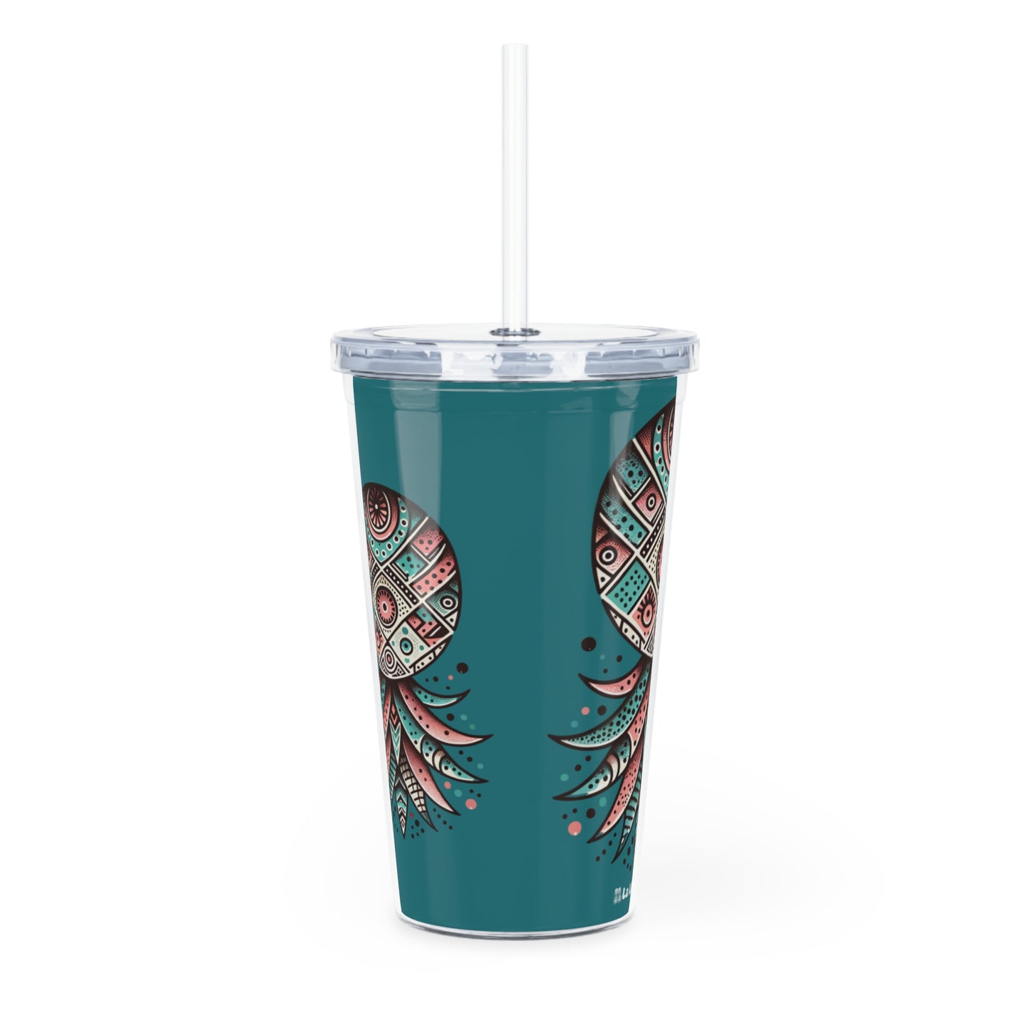 Gobelet avec paille Ananas Boho vert