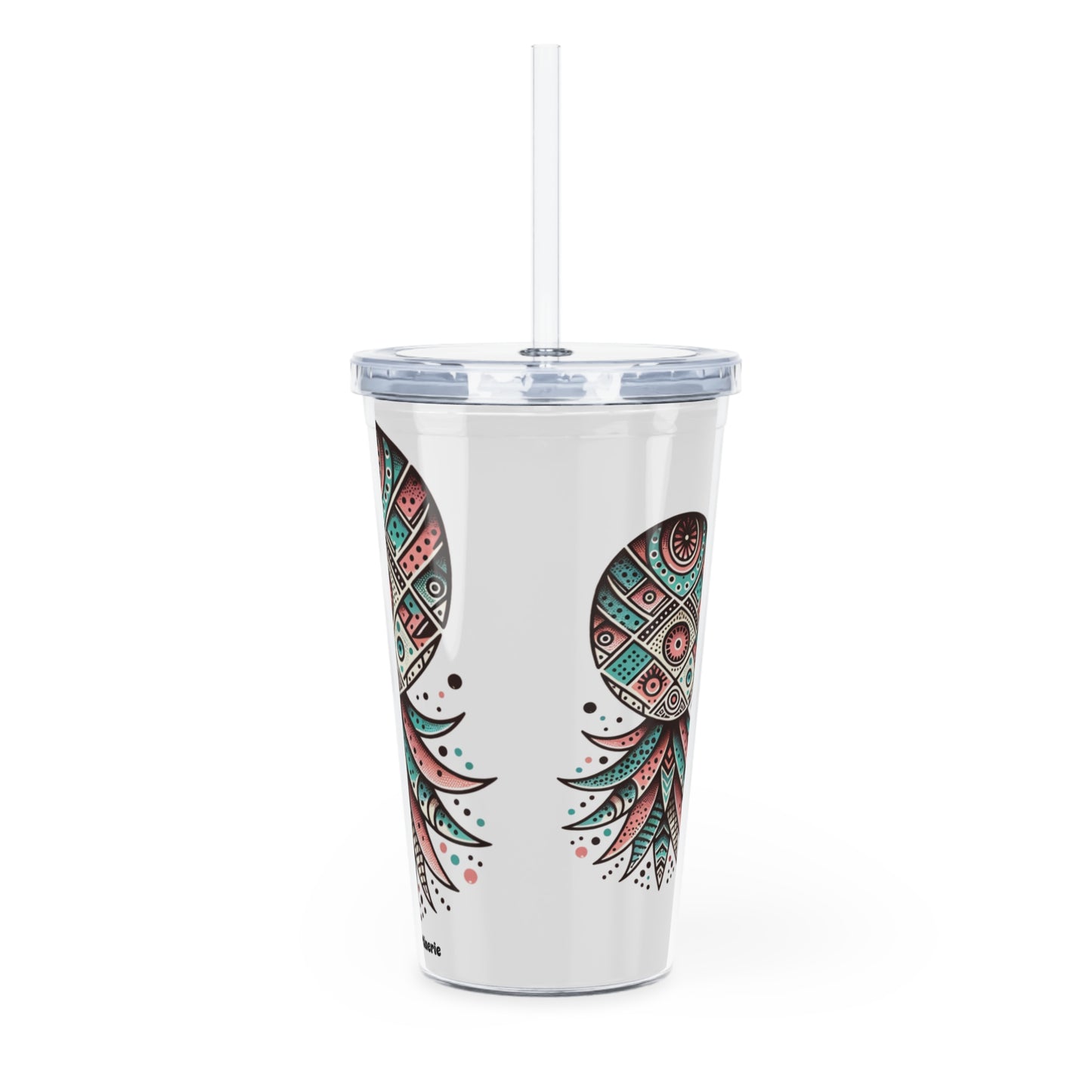 Gobelet avec paille Ananas Boho blanc