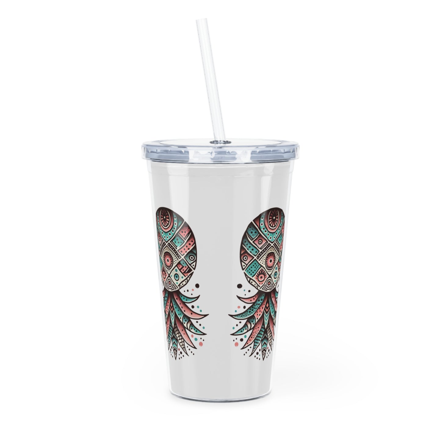 Gobelet avec paille Ananas Boho blanc