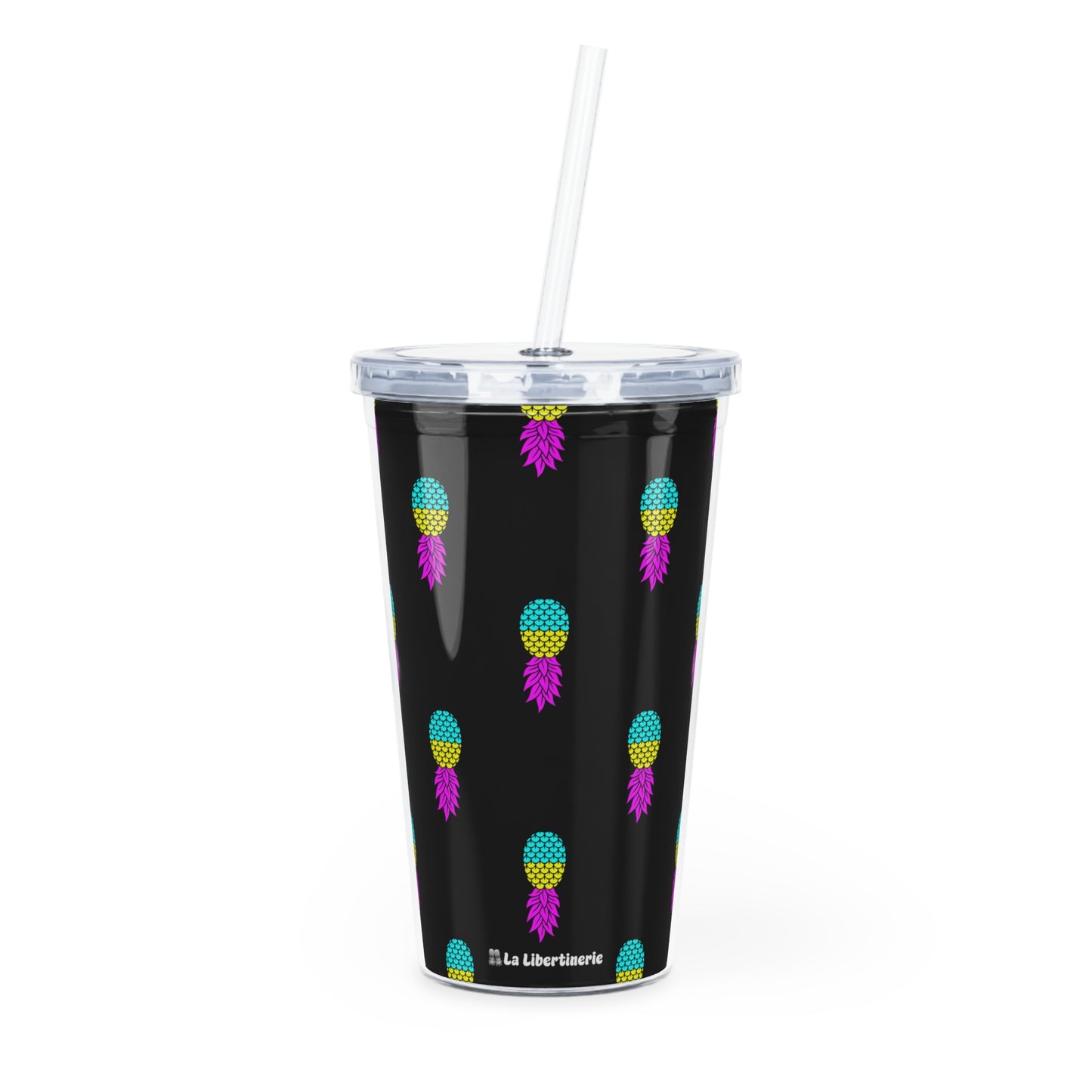 Gobelet avec paille Ananas Pansexuel.le noir