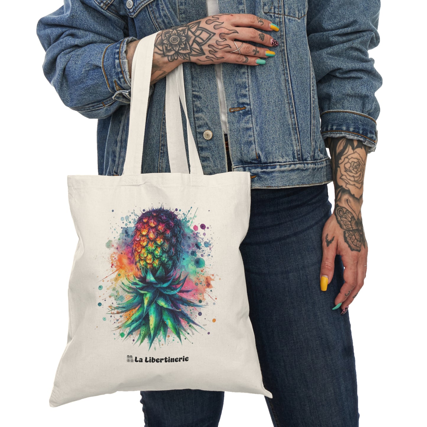 Sac fourre-tout Ananas Aquarelle J'aime partager