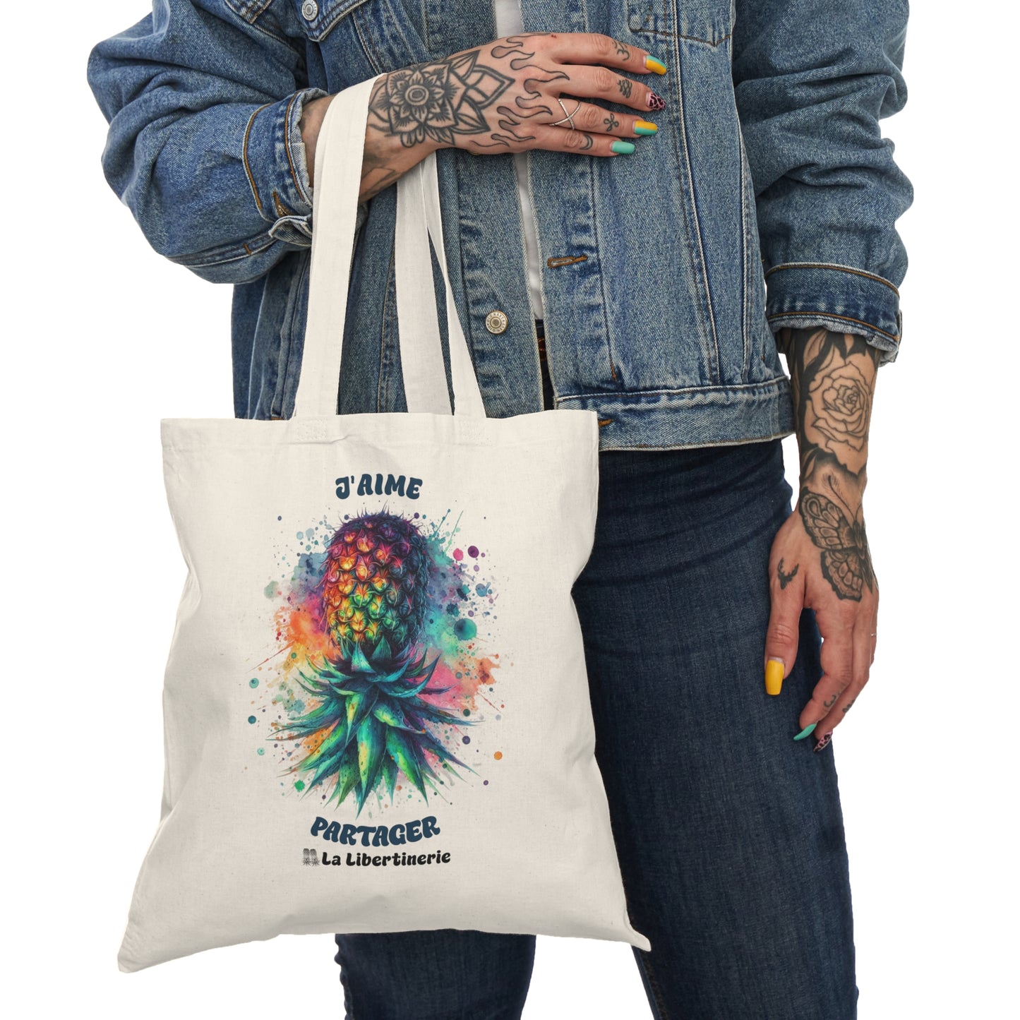 Sac fourre-tout Ananas Aquarelle J'aime partager