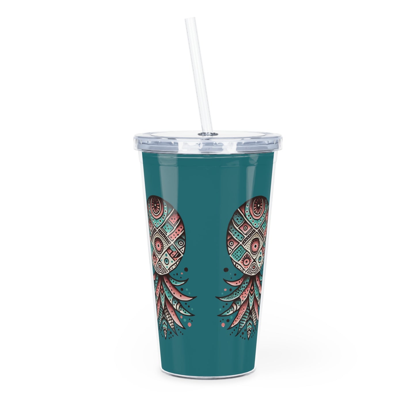Gobelet avec paille Ananas Boho vert