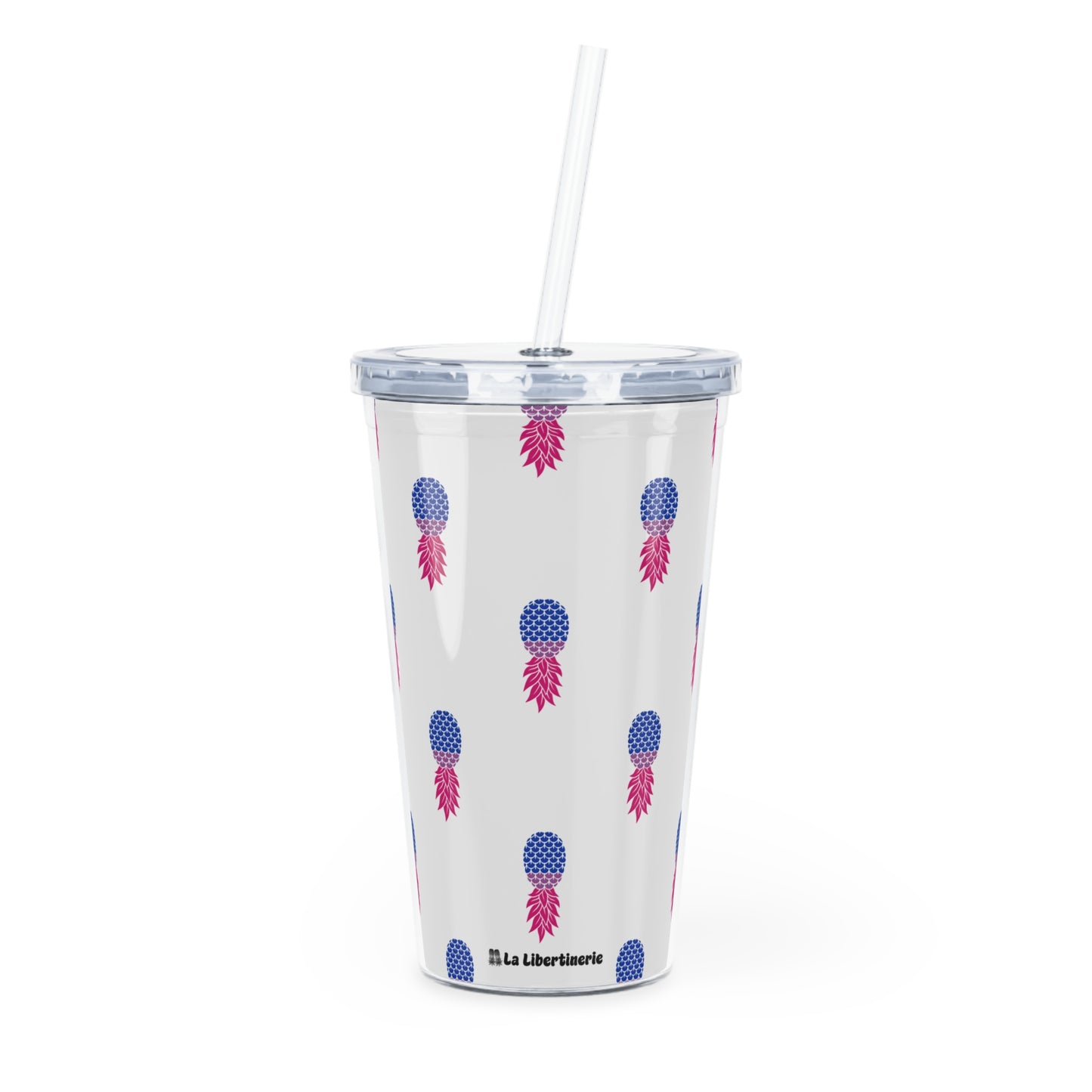 Gobelet avec paille Ananas Bi blanc