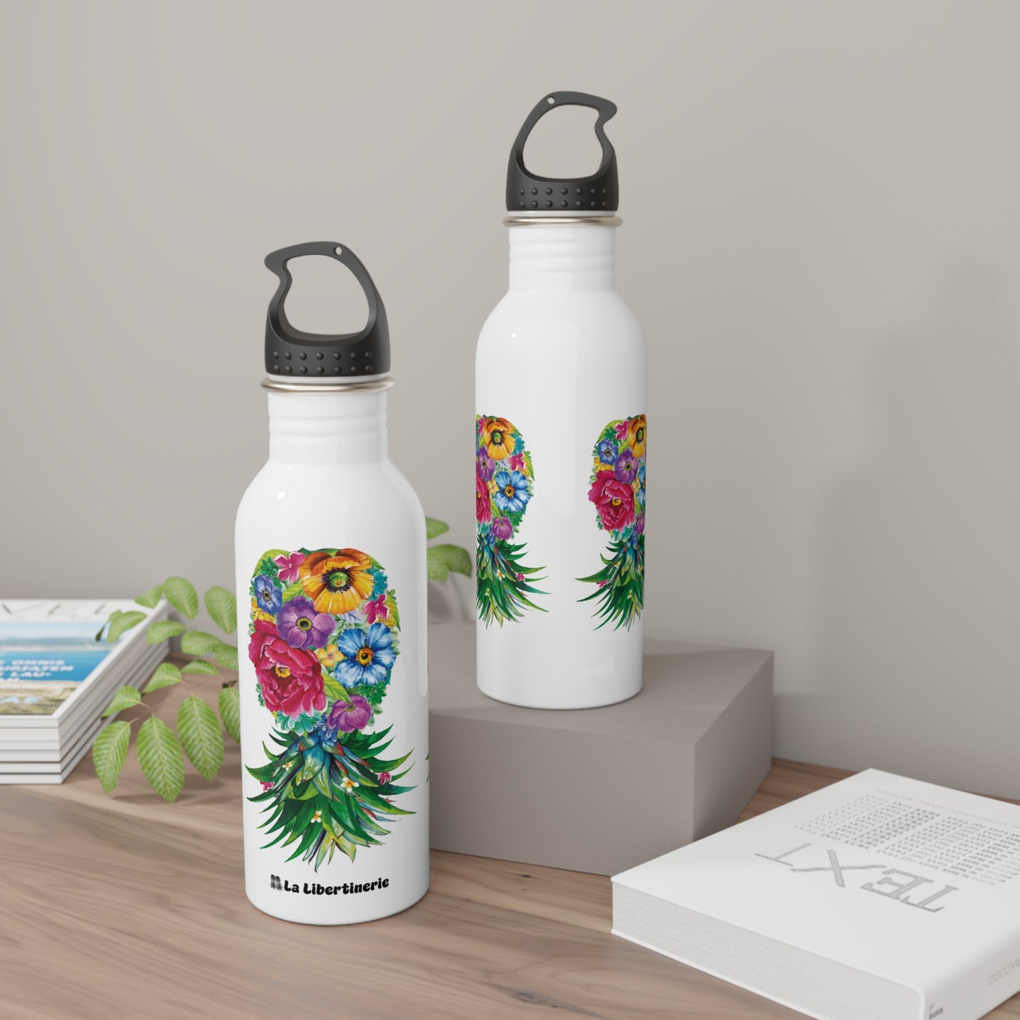 Bouteille d'eau inox Ananas fleuri