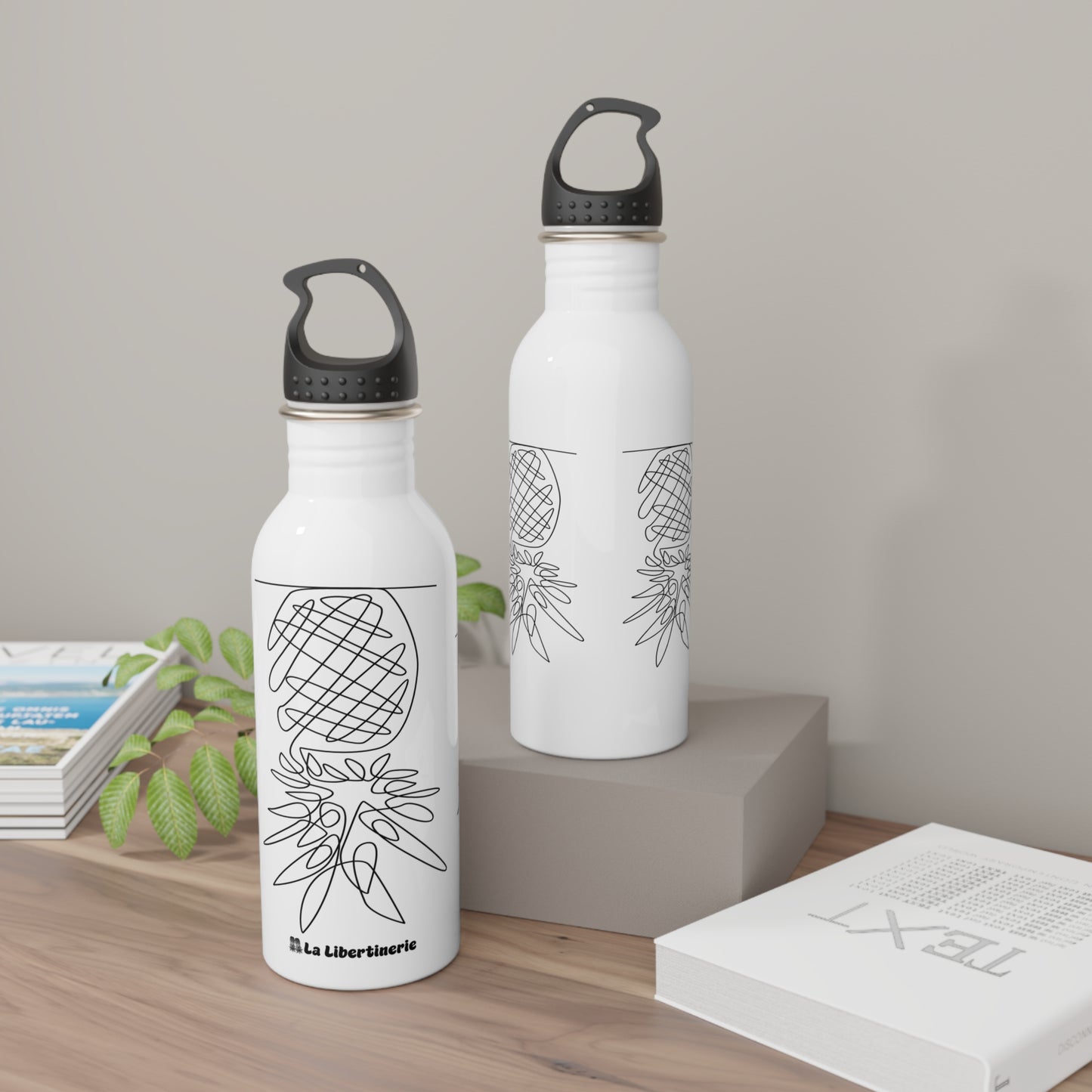 Bouteille d'eau inox Ananas minimaliste