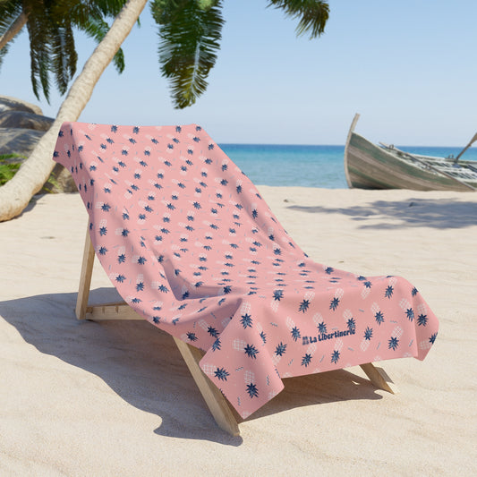 Serviette de plage Ananas Tic-tac-toe rose