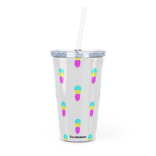 Gobelet avec paille Ananas Pansexuel.le blanc