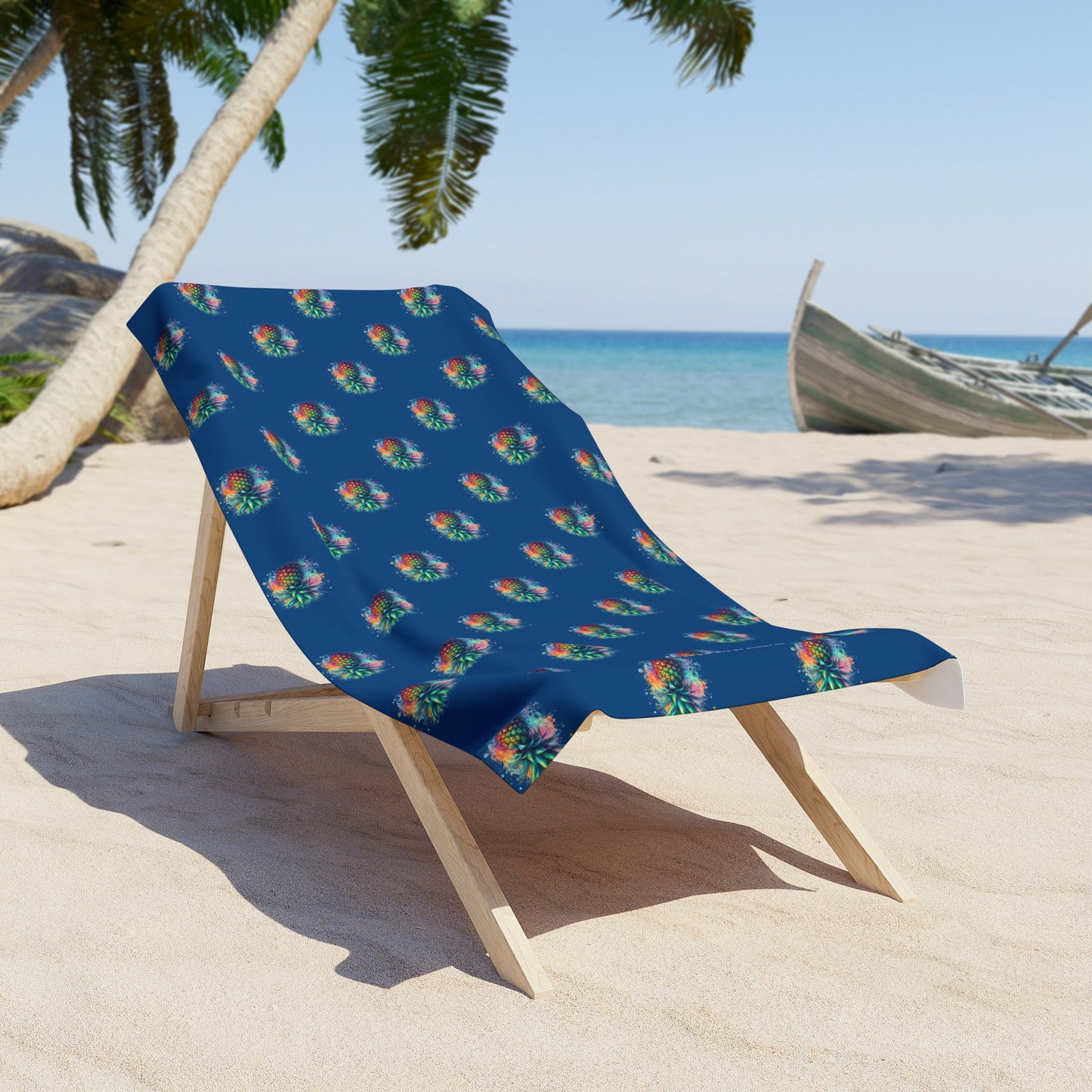 Serviette de plage Ananas Aquarelle Motif Bleu