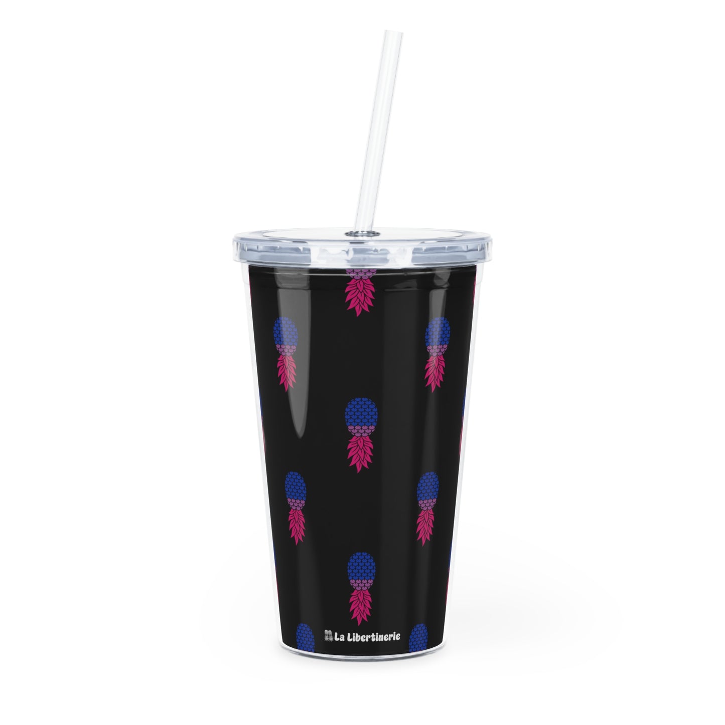 Gobelet avec paille Ananas Bi noir