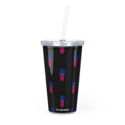 Gobelet avec paille Ananas Bi noir