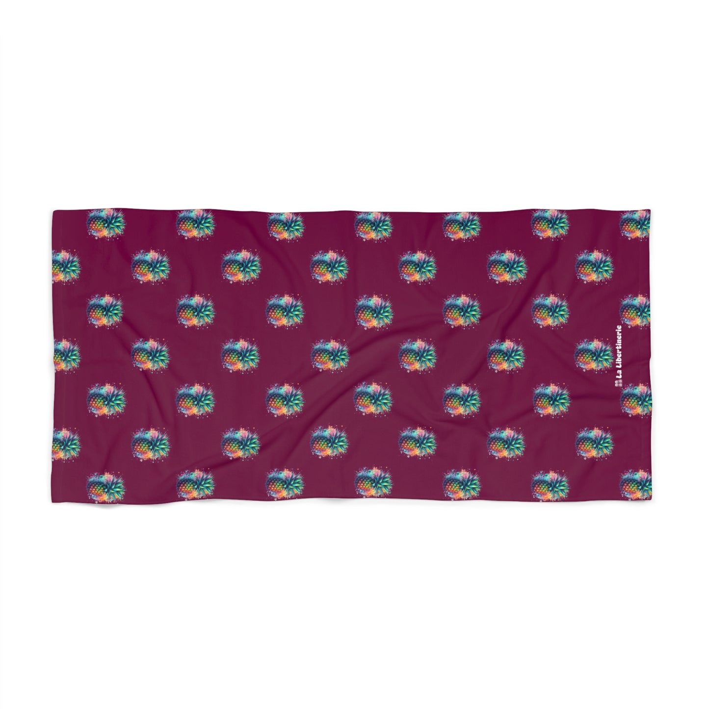 Serviette de plage Ananas Aquarelle Motif Rose