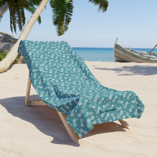 Serviette de plage Ananas Coeur turquoise