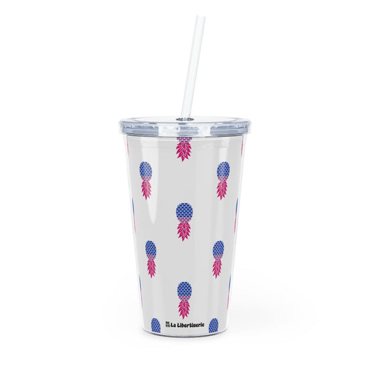 Gobelet avec paille Ananas Bi blanc