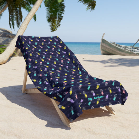 Serviette de plage Ananas Tic-tac-toe bleu