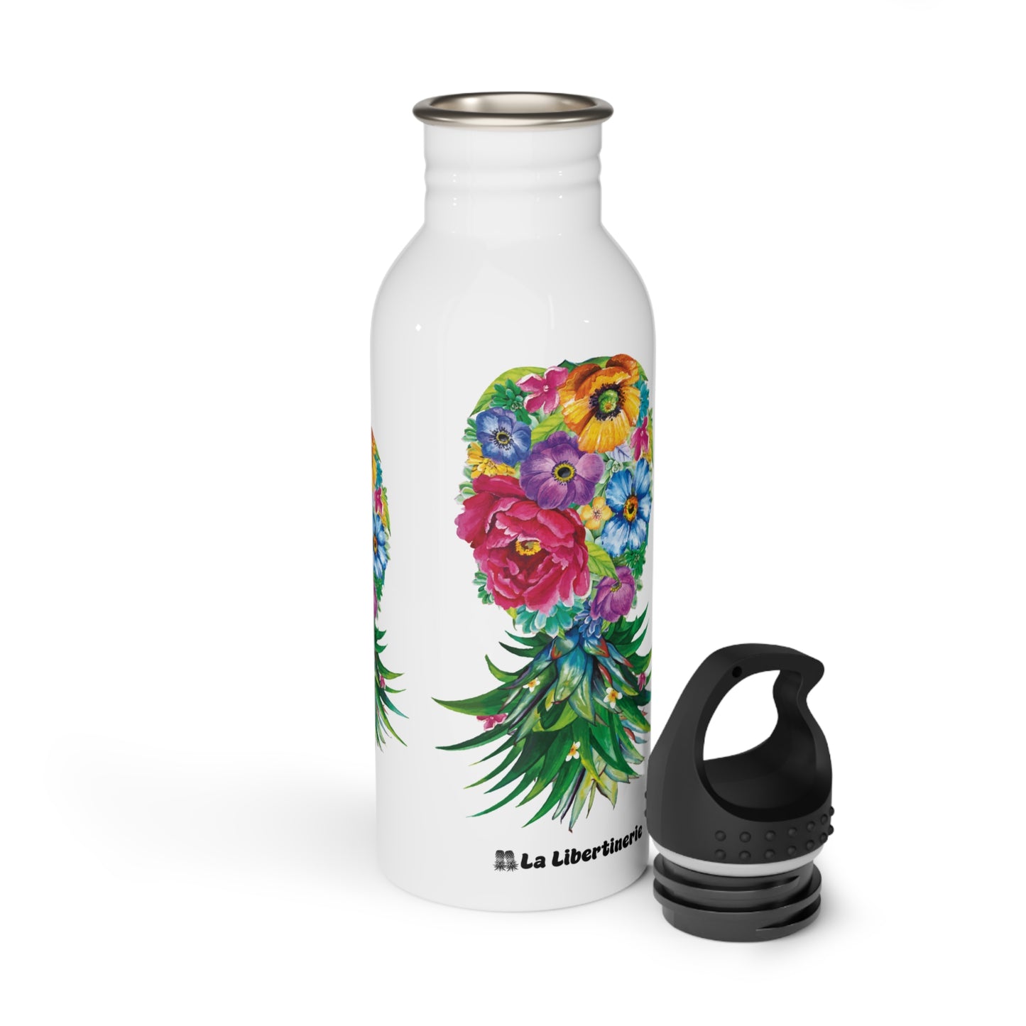 Bouteille d'eau inox Ananas fleuri